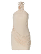 Patchwork Mesh Bodycon Halter Neck Short Dress