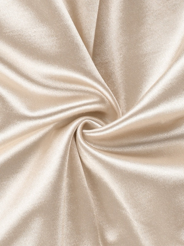 Champagne-colored Satin Belted V-neck Tank Top