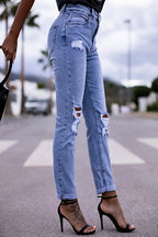 Trendy Distressed Stretch Ripped Denim Pants