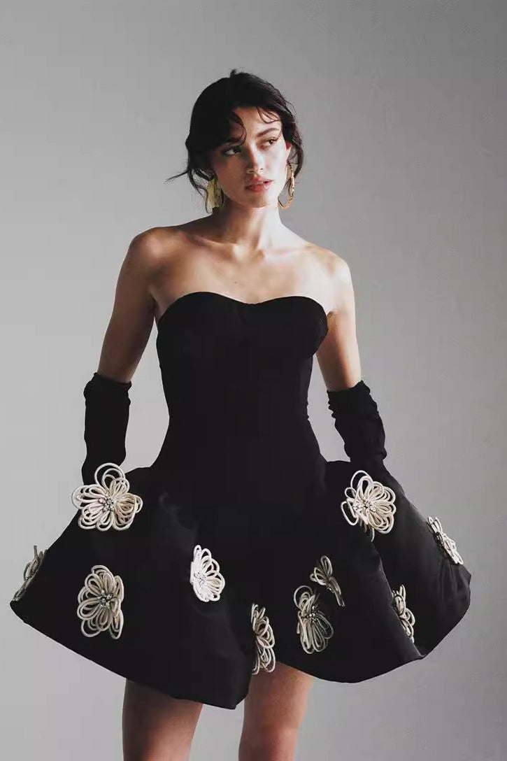 Floral Applique Ball Gown Dress