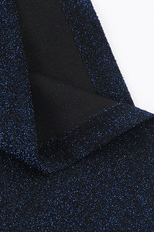 Glitter Strapless Ruched Cascading Side Panel Bodycon Mini Dress