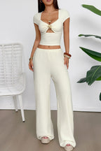 Y2K Crop Tank Top Wide Leg Two Piece Pants Set