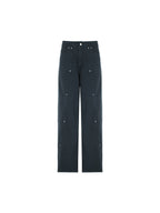 The Rivet Design Is Irregular And Loose Cargo Jeans