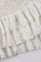 Lace Off Shoulder Bell Sleeve Tiered Ruffle Mini Dress