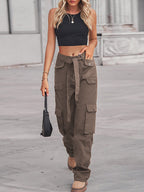 Belted Baggy Denim Cargo Jeans