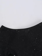 Gathered Sparkling One-Shoulder Long Sleeve Bodycon Party Dress