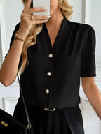 V-Neck Button-Down Shirt