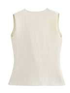 V-neck With Gold Buttons Vest Pleated Skirt 2-piece Sets