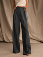 Commuting Loose High-waisted Straight Wide-leg Trousers