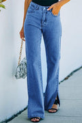 Split Bottoms Distressed Wide Leg Jeans