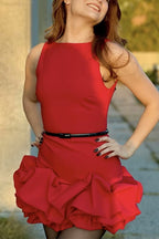 Backless Ruffle Hem Bodycon Mini Cami Dress