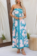Strapless Tube Unique Print Swing Maxi Dress
