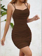 Sexy Short Dress With Ruffled Shoulder Straps
