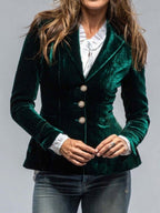 Velvet Blazer-Style Outerwear Top