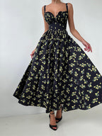 Floral Printed Camisoles High Waist Slit Maxi Dresses