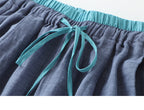 Summer thin elastic waist cropped wide-leg pants