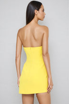 Sable Crystal Applique Slit Mini Dress