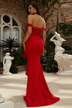 Off-Shoulder Sleeveless 3D Floral Maxi Dress