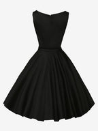 Vintage 1950s Swing Cocktail Dress Women - Sleeveless Boat Neck A-Line Belted Audery Style Midi Gown - Wedding Guest 2026