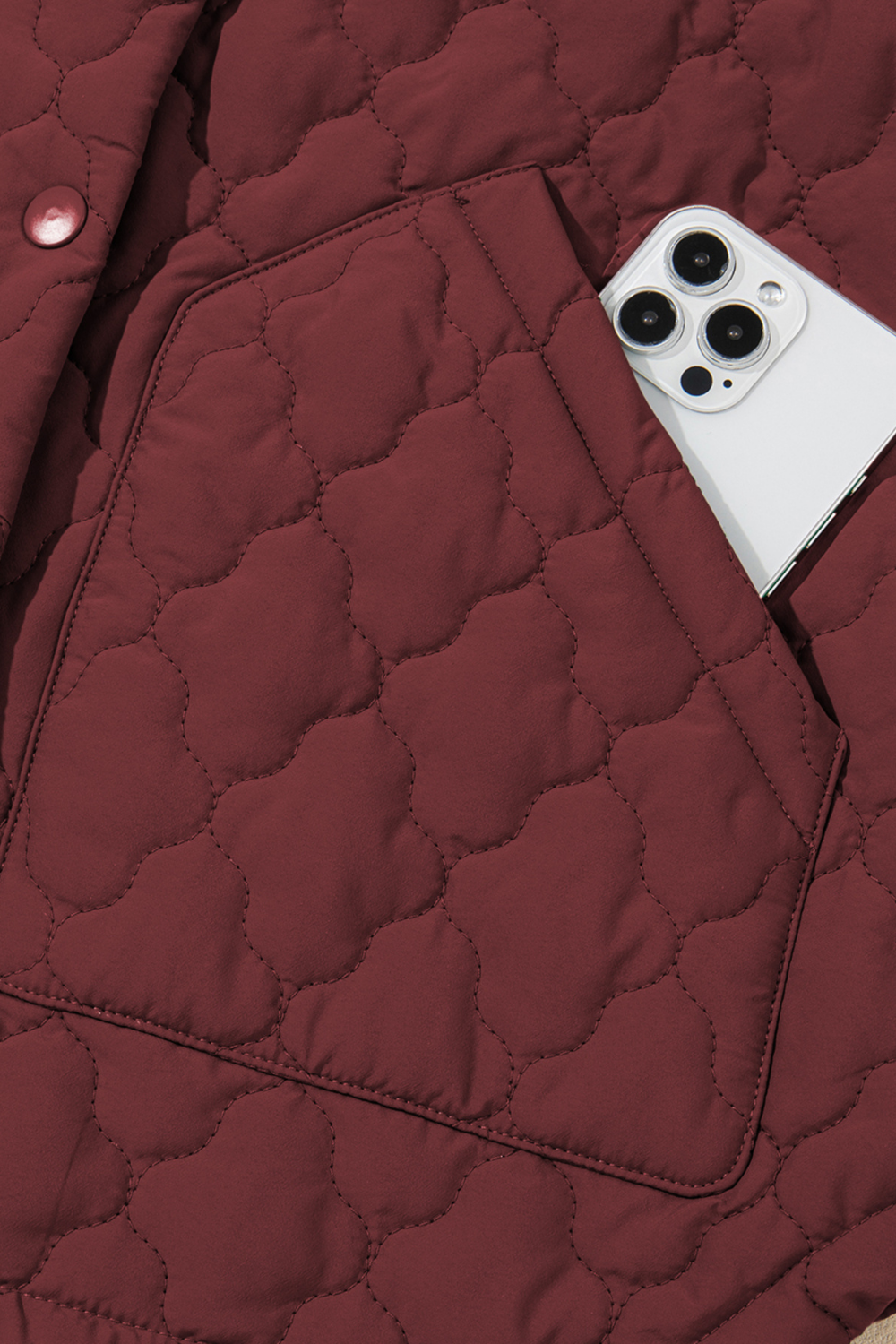 Burgundy Quilted Snap Down Zip Up Vest Coat _ Women__ Lightweight Warm Outerwear for Fall & Winter