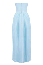 Strapless Sweetheart Pleated Bust Basque Waist Accordion Pleat Maxi Gown
