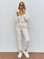 Textured Half-Zip Sweater And Joggers Set For Women 2026