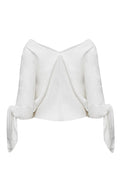 Joyful Bond Linen Blend V-neck Knotted Cuff Half Sleeve Loose Top