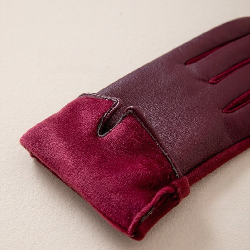 Touchscreen Suede Lined Leather Gloves