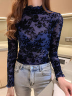 Floral Turtleneck Long Sleeve Top