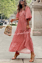 Fabulous Time Puff Sleeve Tiered Midi Dress