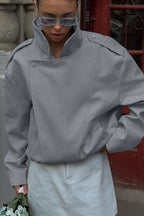 Stand Collar Long Sleeve Tailored Jacket