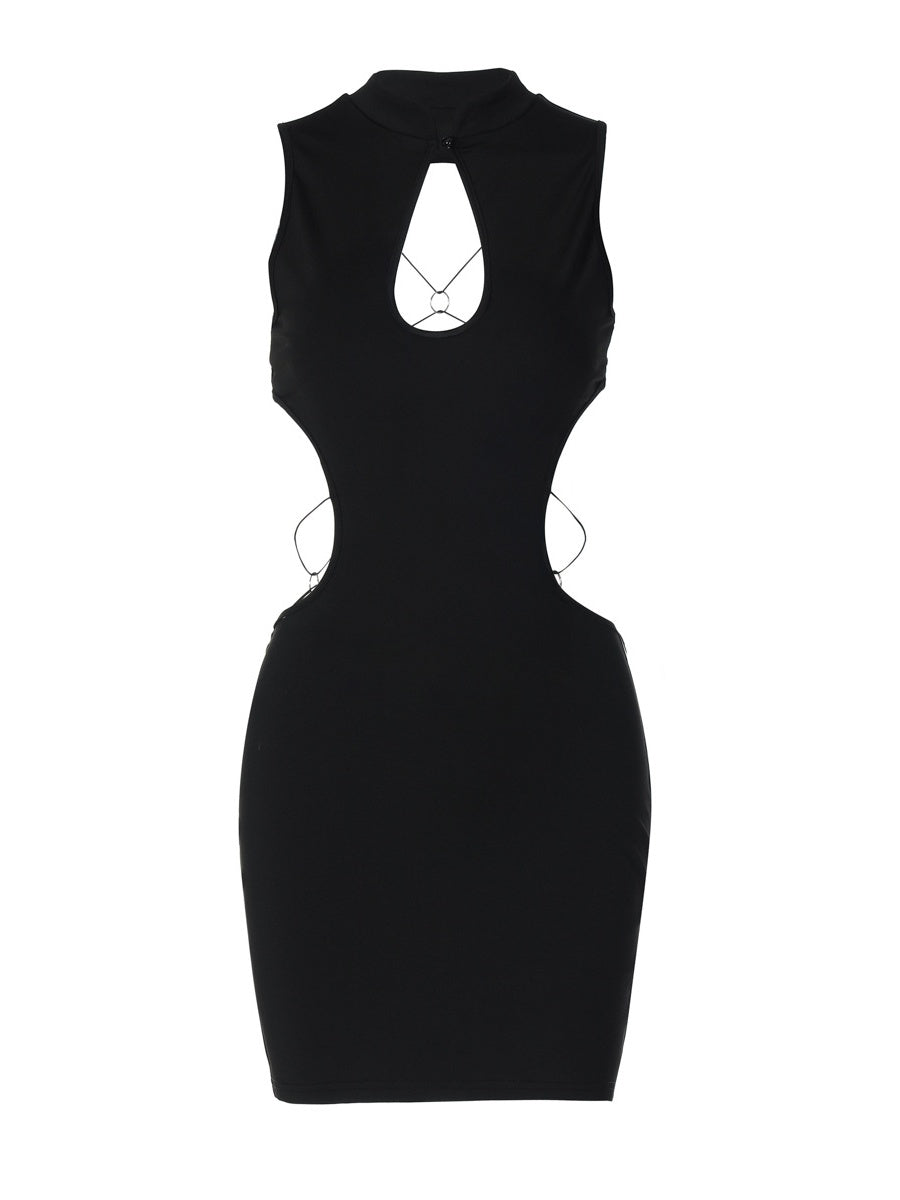 Hollowed-out Backless Design With Butterfly Metal Embellishments Mini&Short Dresses