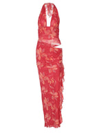 Deep V-neck Strapless Dress With Cropped Waist And Halter Neck