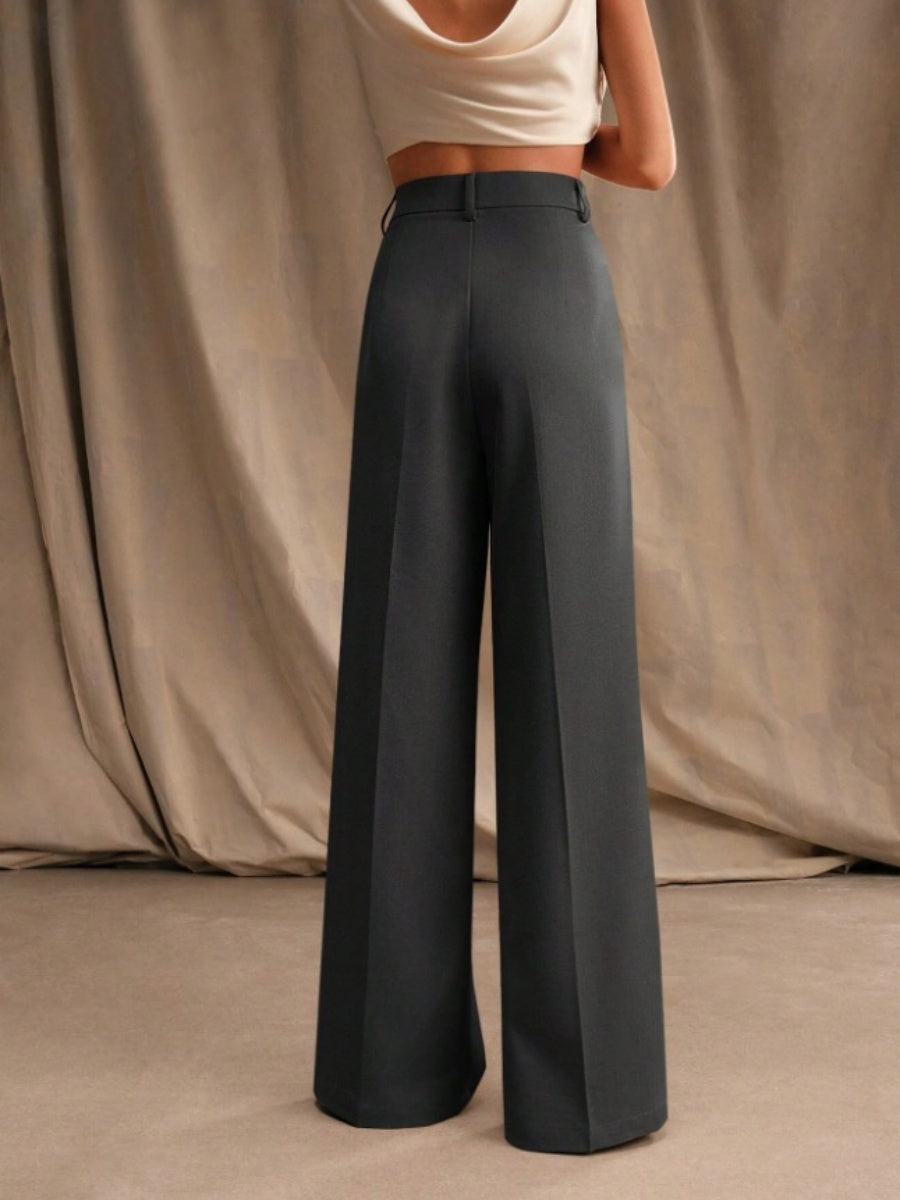 Commuting Loose High-waisted Straight Wide-leg Trousers
