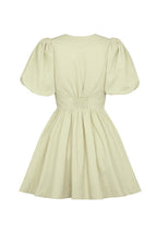 Deep V Neck Puff Sleeves Bow Knot Swing Dress