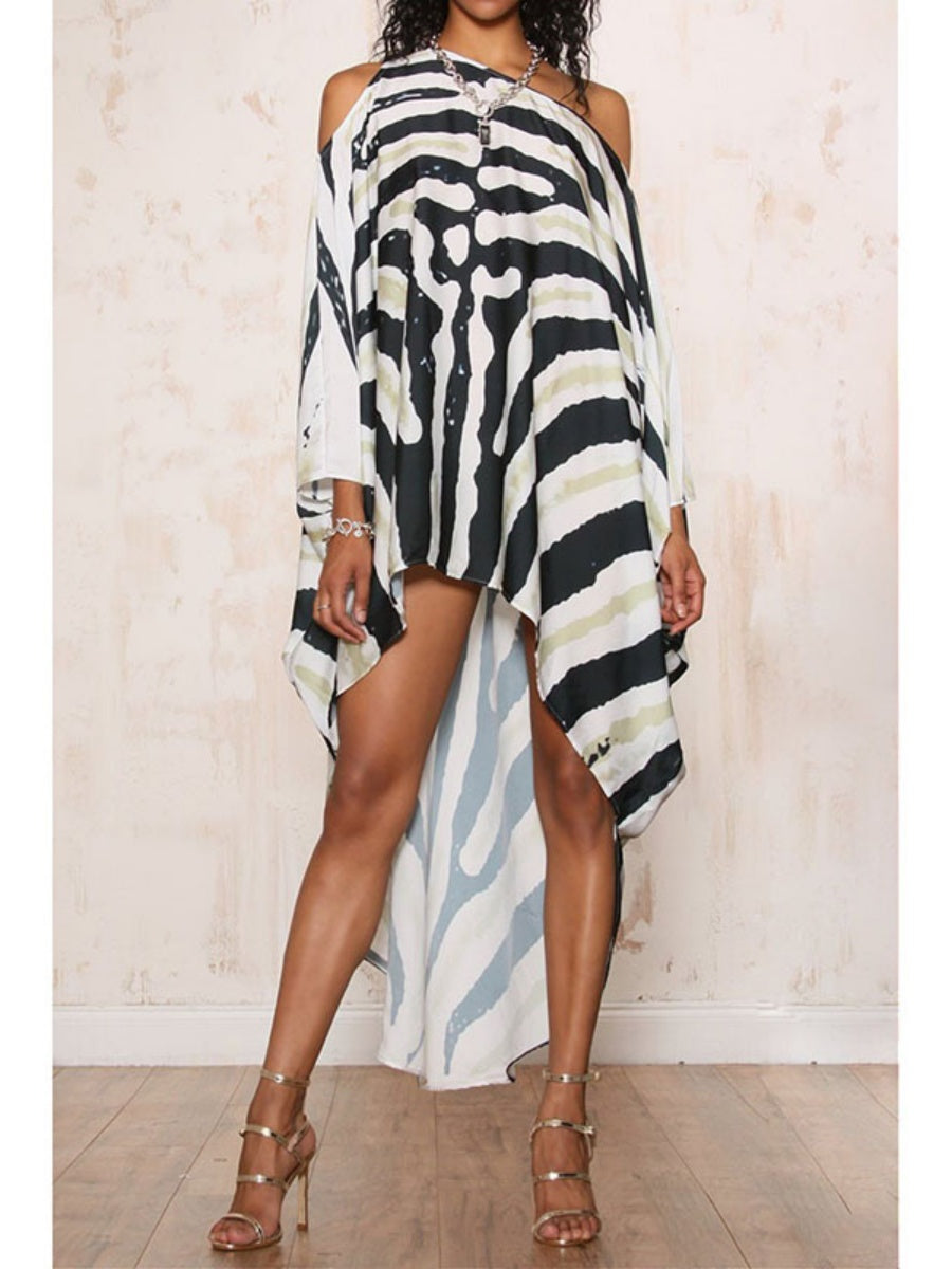 Printed Beach Vacation Style Off-shoulder Maxi Dress