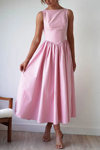 Sleeveless Open Back Swing Midi Dress