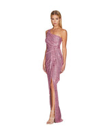 One-shoulder Tie-up Pleated Sweet And Spicy Sequined Dress