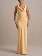 Satin Fitted Bodycon Fishtail Backless Sexy Zipper Maxi Dresses