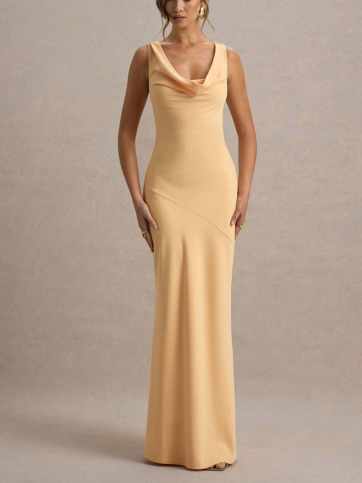 Satin Fitted Bodycon Fishtail Backless Sexy Zipper Maxi Dresses