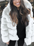 Artificial Fur Hooded Coat Parties Coats