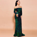 Sequins Party Dress with Strapless Long Sleeves