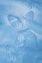 Blue Spaghetti Strap Deep V Twist Cutout Butterfly Print Bodycon Maxi Dress