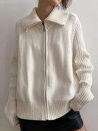 Solid Lapel Neck Splice Cardigan