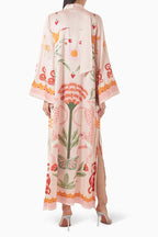 Safari Fantasy Tie-Neck Maxi Dress
