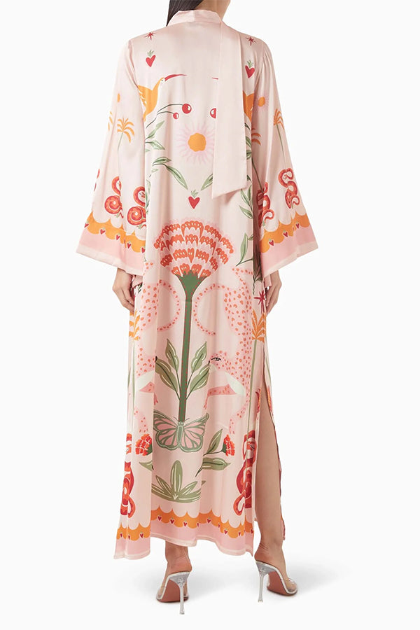 Safari Fantasy Tie-Neck Maxi Dress