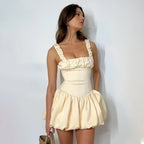 Aria Puff Sleeve Dress with Suspender Detail