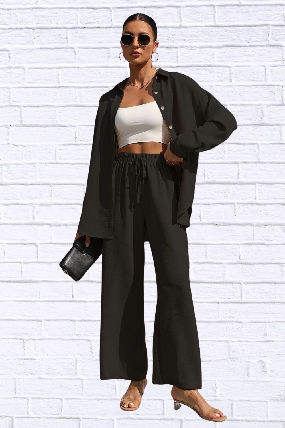 Button Up Shirt & Pants Set | Women__ Matching Outfit