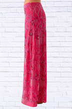Sequin Embroidered Maxi Skirt for Women | Elegant Boho Floral Long Skirt | Flowy Statement Evening & Vacation Skirt