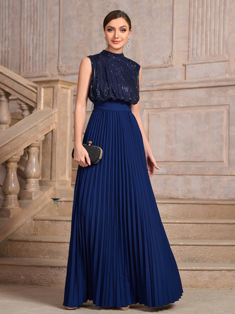 Sequins Crimp Banquet Formal Dress Party Wedding Backless Maxi Dresses